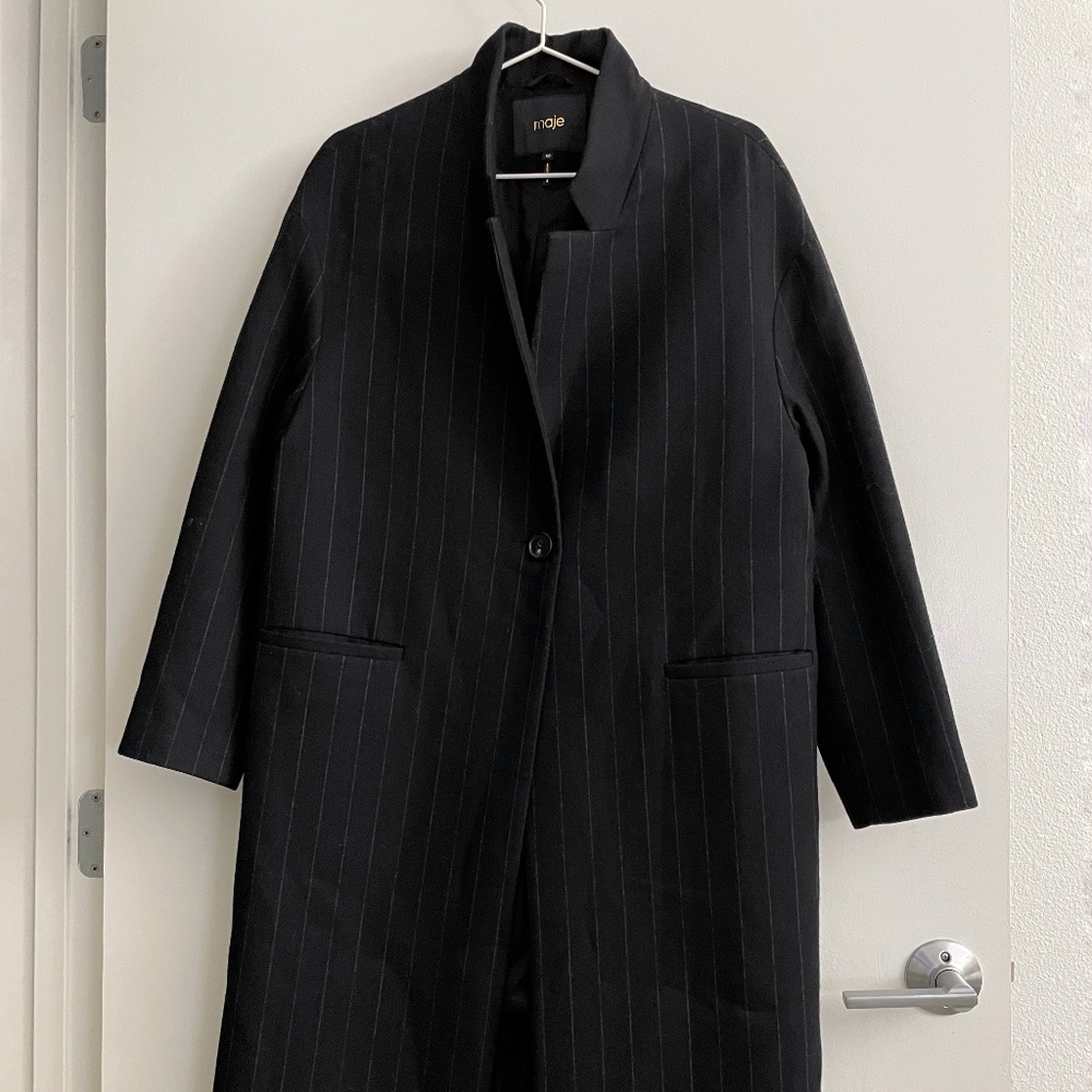 Maje Black Wool Coat FR40